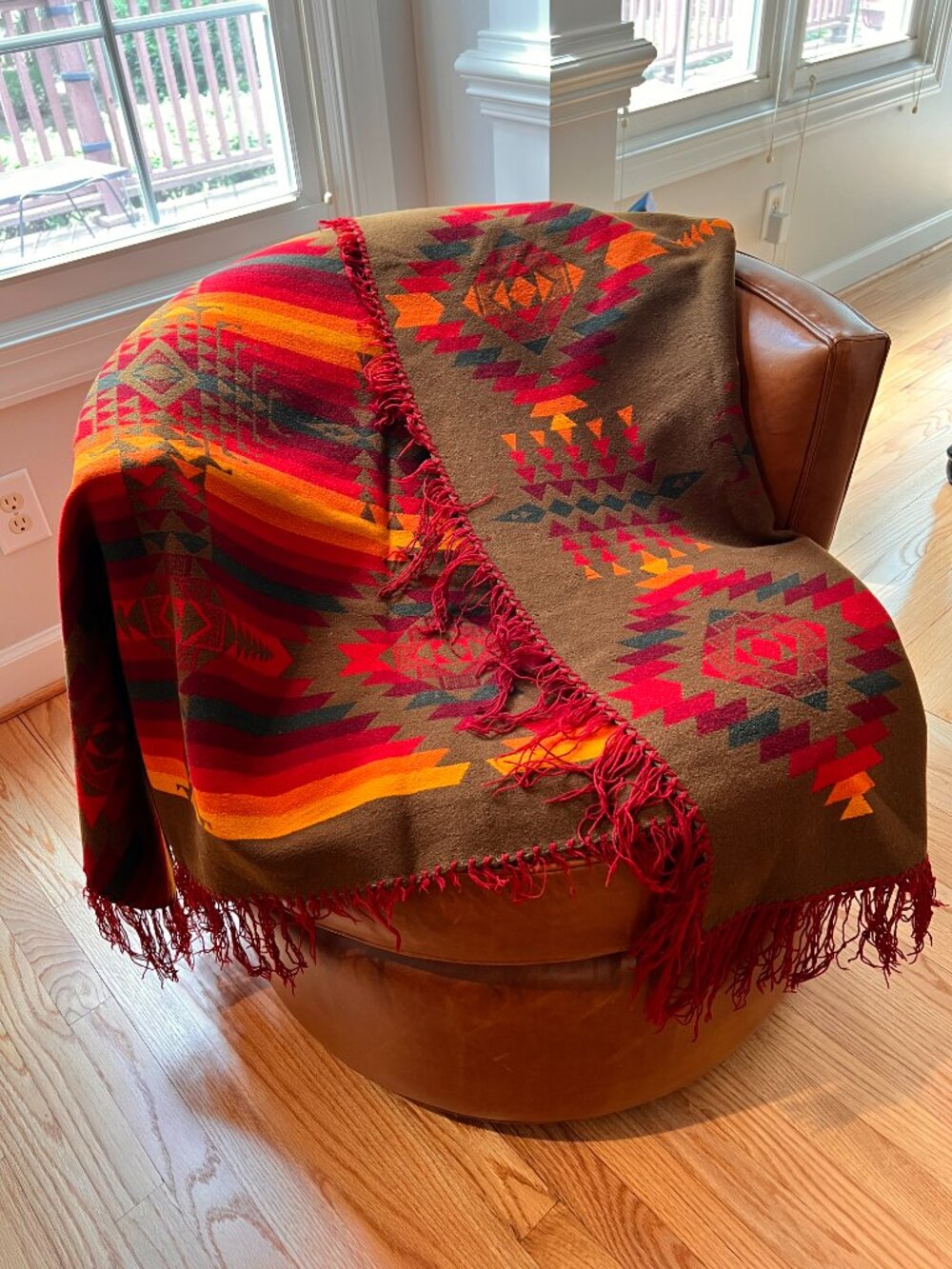 Pendleton 1920s Vintage Wool Blanket Red Yellow Brown Beaver State 64" x 63"